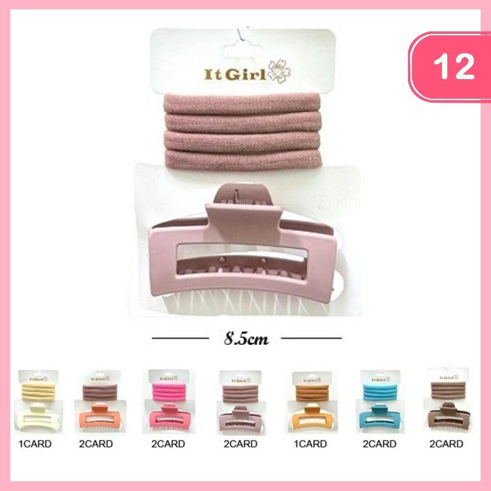 HAIR CLAW CLIP AND HAIR TIE (12 UNITS)