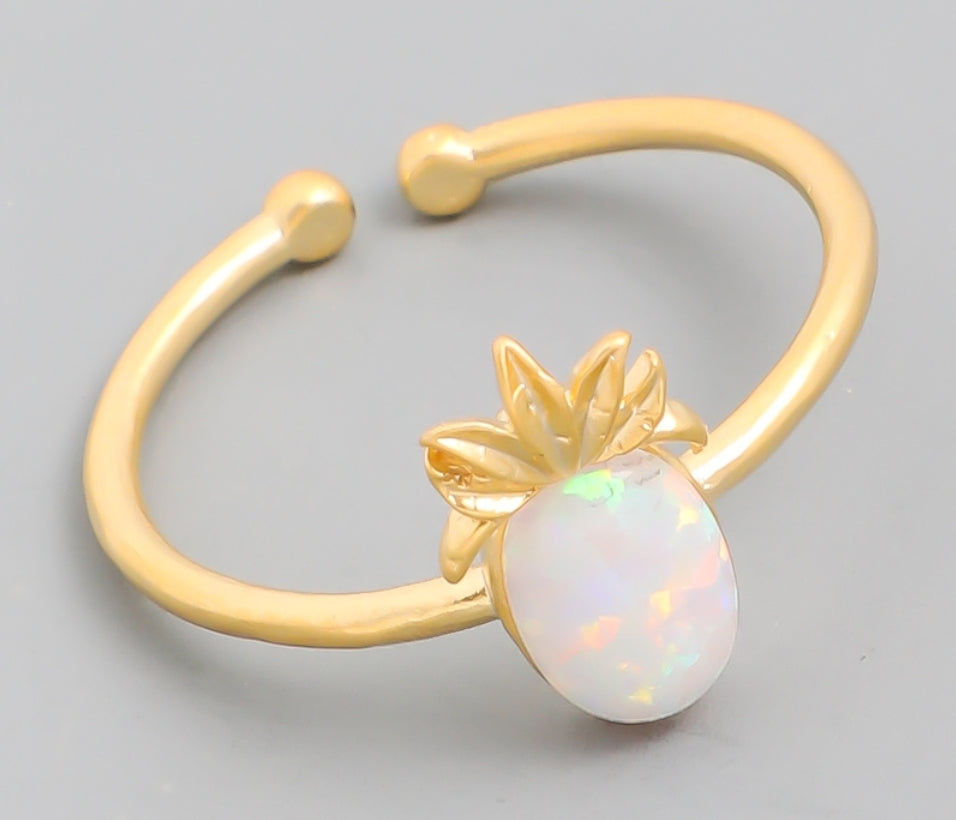 Opal Pineapple Adjustable Ring