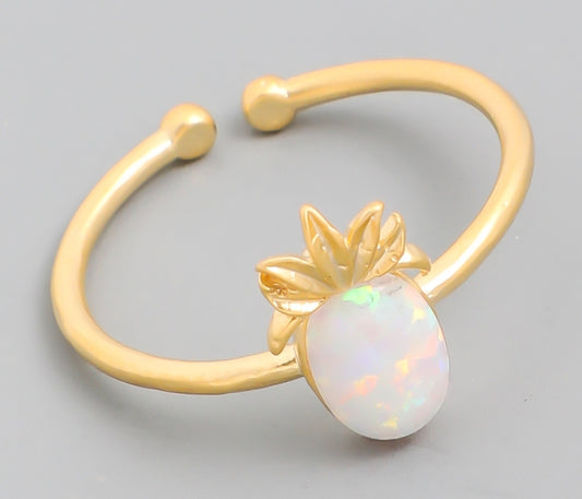 Opal Pineapple Adjustable Ring